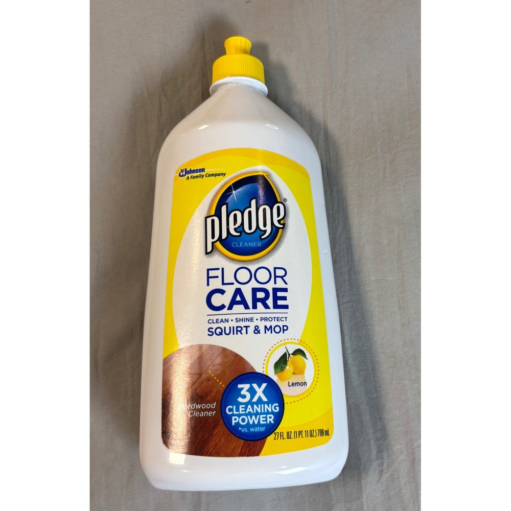 Pledge FloorCare Wood Squirt & Mop Hardwood Cleaner Lemon 27 oz Bottle 70%‎ full